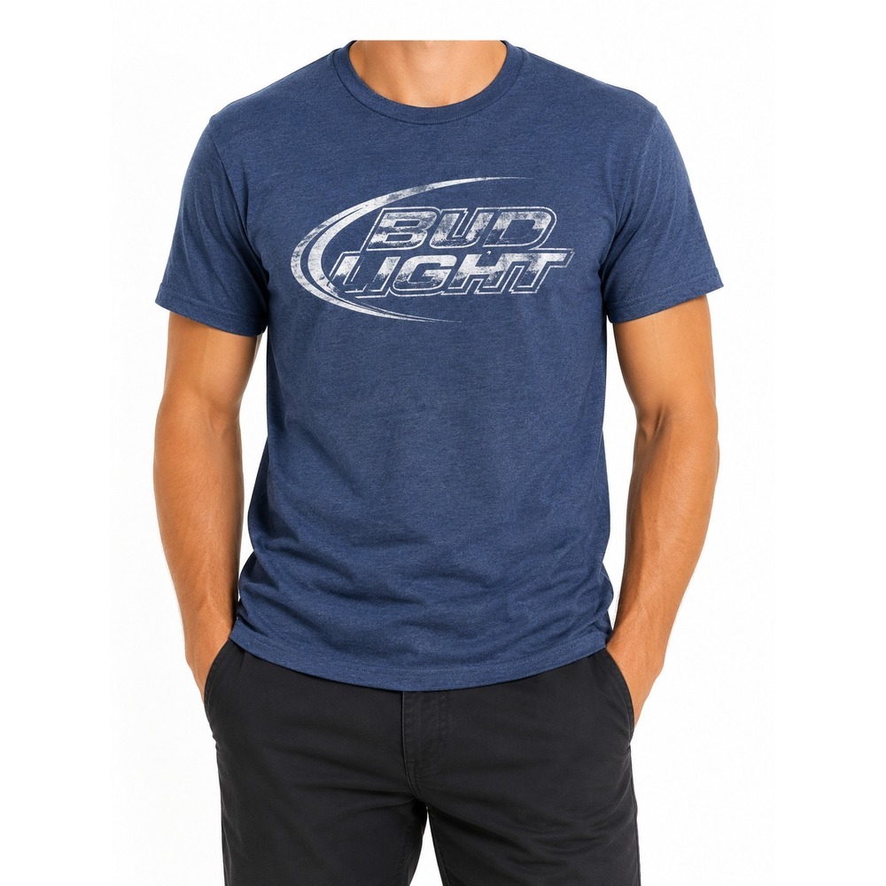 NWT Bud Light Distressed Logo‎ Graphic T-Shirt Blue Men's Size (S)